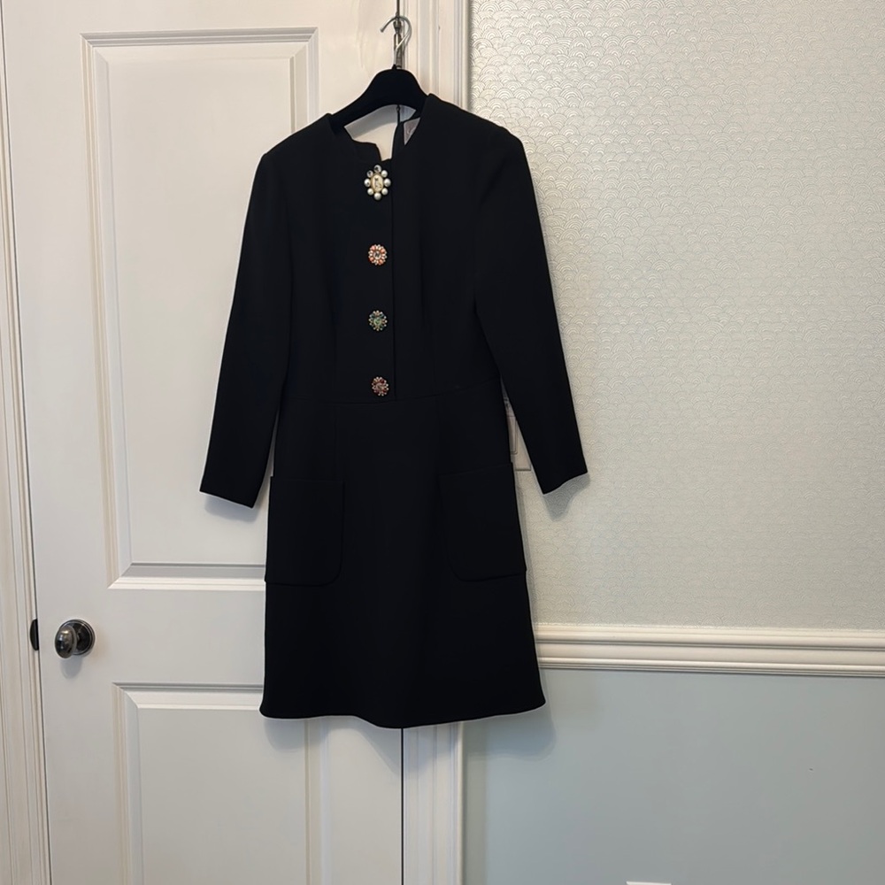 Lela Rose Black Long Sleeve Sheath Dress
